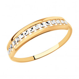 Кольцо из золота с алмазной гранью | Материал:Золото Цвет:Красный Проба:585 Для женщин Вставки:Без вставок Примерный вес (г):1.02 Обработка:Алмазная