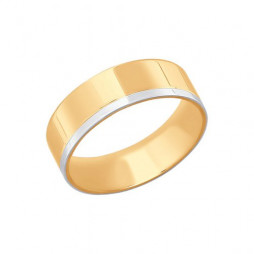 Обручальное кольцо из комбинированного золота с алмазной гранью | Материал:Золото Цвет:Комбинированный Проба:585 Для женщин Вставки:Без вставок Примерный вес (г):3.76 Обработка:Алмазная Тематика:Обручальное