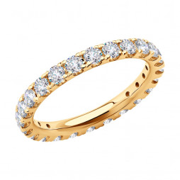 Кольцо из золота с бриллиантами | Материал:Золото Цвет:Красный Проба:585 Для женщин Вставки:Бриллиант Примерный вес (г):2.18   