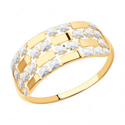 Кольцо из золота с алмазной гранью | Материал:Золото Цвет:Красный Проба:585 Для женщин Вставки:Без вставок Примерный вес (г):1.74 Обработка:Алмазная