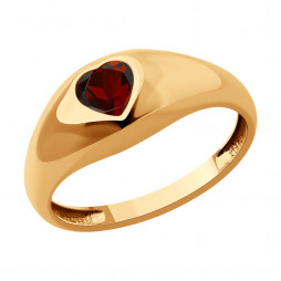 Кольцо из золота с родолитом | Материал:Золото Цвет:Красный Проба:585 Для женщин Вставки:Родолит Розовый Примерный вес (г):2.87 Форма вставок:Круг Тематика:Сердечки