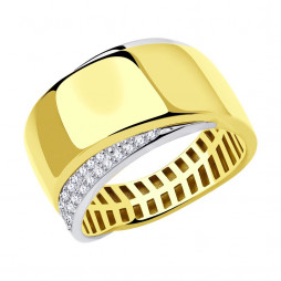 Кольцо из желтого золота с фианитами | Материал:Золото Цвет:Жёлтый Проба:585 Для женщин Вставки:Фианит Бесцветный Примерный вес (г):3.61 Форма вставок:Круг Тематика:Дорожка