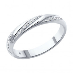 Обручальное кольцо из белого золота с бриллиантами | Материал:Золото Цвет:Белый Проба:585 Для женщин Вставки:Бриллиант Бесцветный Примерный вес (г):2.61 Форма вставок:Круг Тематика:Обручальное 