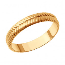 Кольцо из золота | Материал:Золото Цвет:Красный Проба:585 Для женщин Вставки:Без вставок Примерный вес (г):2.35 Высота (мм):1 Ширина (мм):4