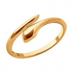 Кольцо из золота | Материал:Золото Цвет:Красный Проба:585 Для женщин Вставки:Без вставок Примерный вес (г):1.55 Тематика:Змейки, Животные
