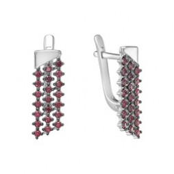 Серебряные серьги с розовыми сапфирами | Материал:Серебро Проба:925 Для женщин Вставки:Сапфир Розовый Тип замка:Английский