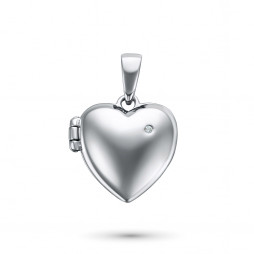 Подвеска из серебра с бриллиантом | Материал:Серебро Проба:925 Вставки:Бриллиант Примерный вес (г):2.31 Тематика:Сердечки